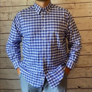 Chaps Classic Fit Oxford Blue Plaid Button Up